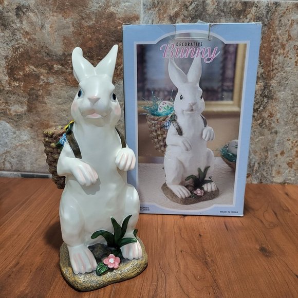 Decorative Bunny Rabbit White Figurine Easter Indoor Decor - Picture 1 of 14